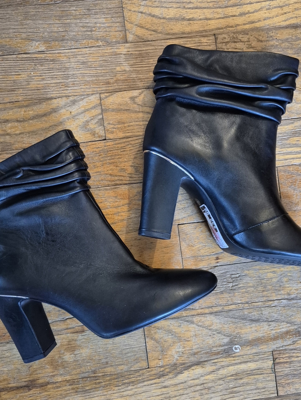 DKNY Black Genuine Leather Slouch Ankle Boots